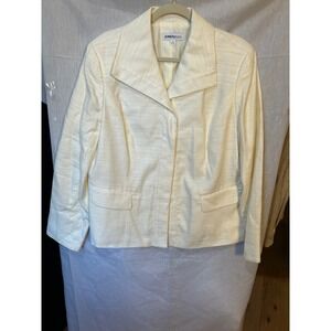 JONES & CO Cream Textured Weave Blazer Jacket Dreamy Elegance Size 16